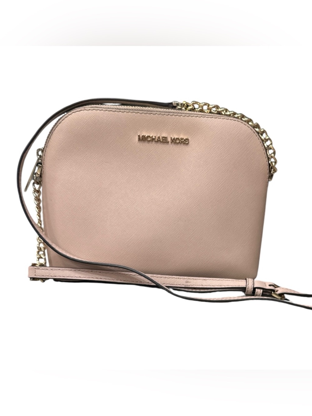 Michael Kors Nude Saffiano Leather Cindy Dome Crossbody